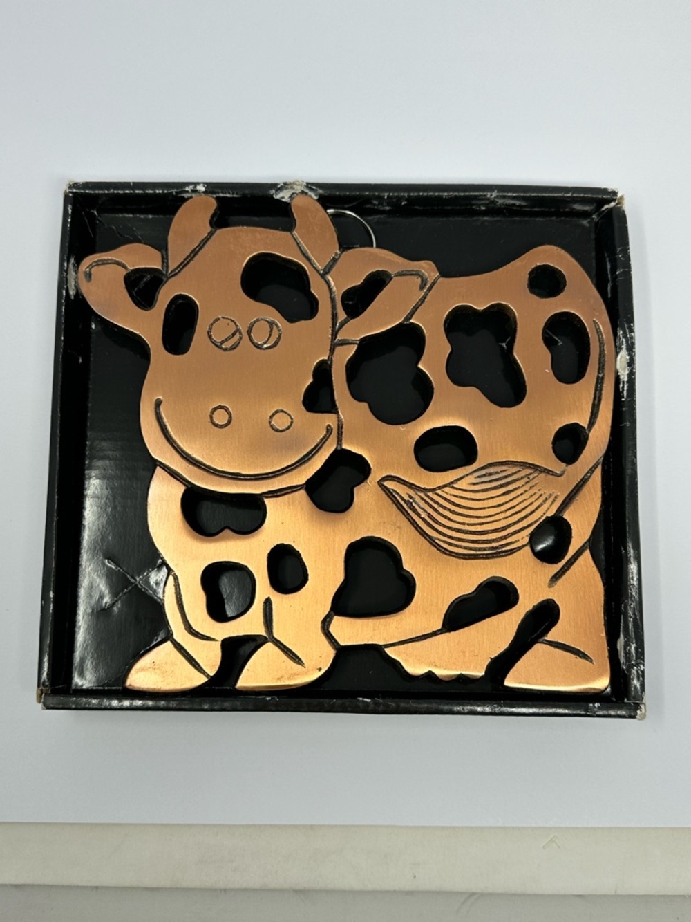 Old Dutch Decor Copper Trivet Cow 7 1/2" X 7" With Box X9
